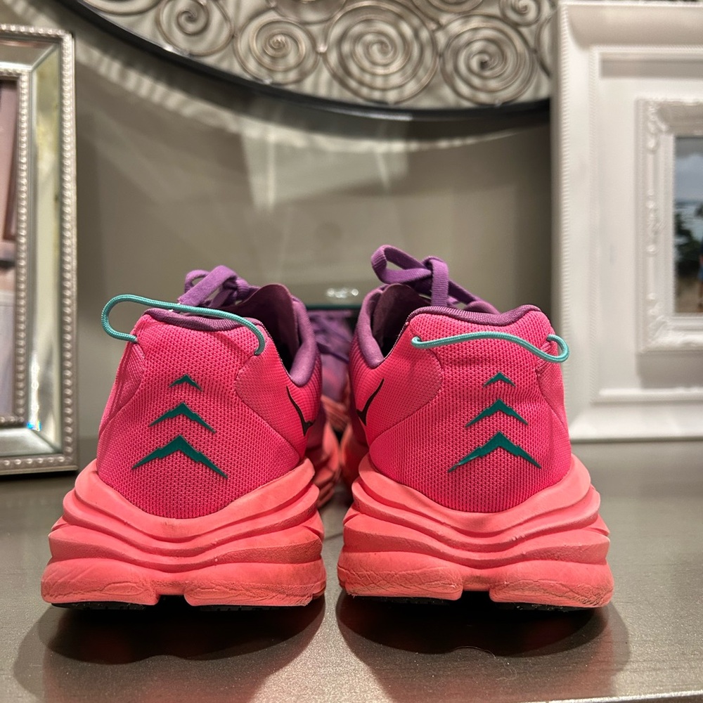 Hoka Rincon 3 Women's Pink and Purple Cushioning Running Shoes - Picture 5 of 14